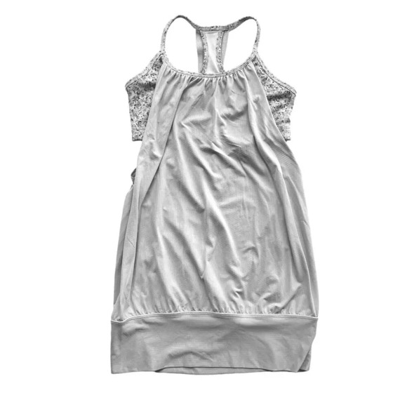 Lululemon No Limits Tank Top with Built In Bra Gray Floral Print Size 4 - Picture 3 of 9